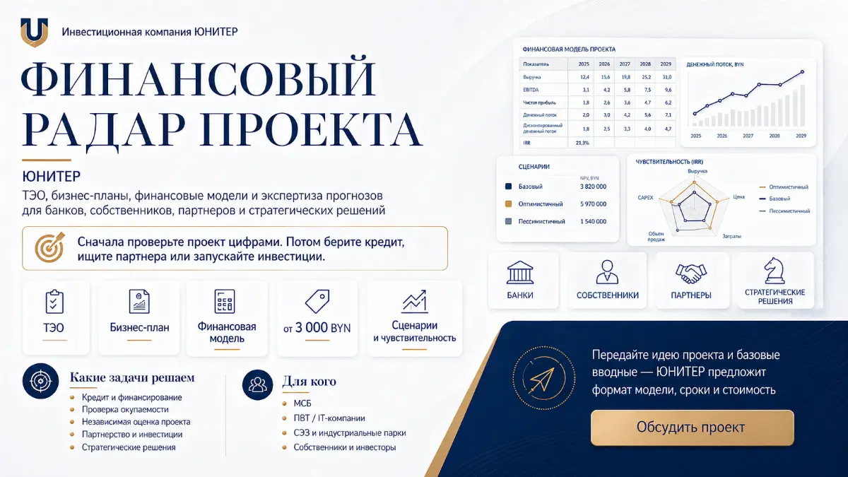 Финансовый радар проекта: модель, ТЭО и бизнес-план для принятия решений